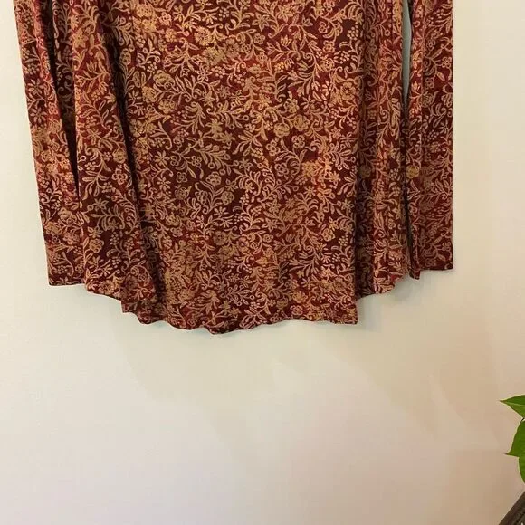 Peruvian Connection Long Sleeve Floral Pima Cotton Modal Blouse Women Size XS-S - Picture 8 of 8